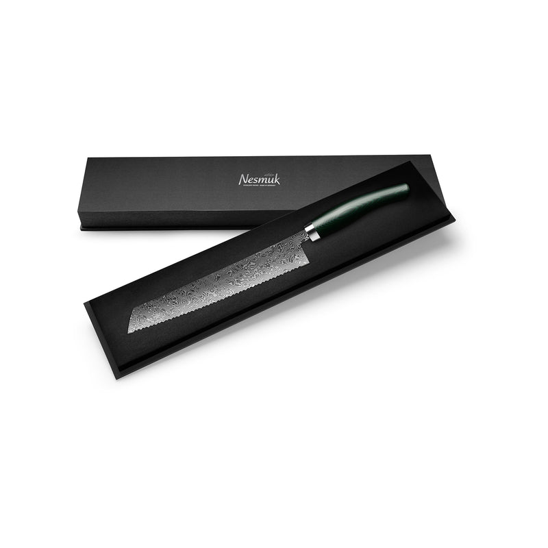 C90 bread knife Micarta Green box